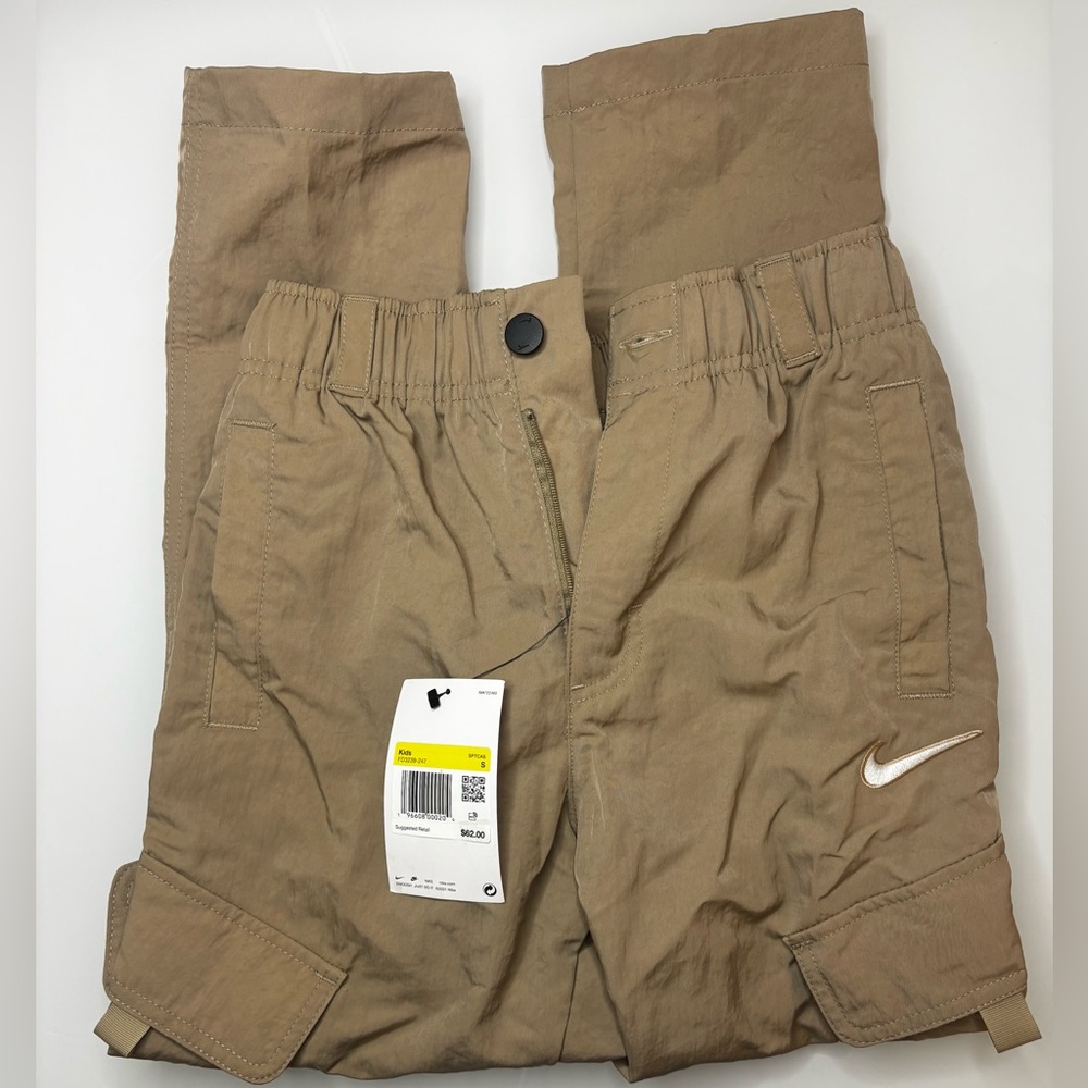 New Nike Kids' Tan Cargo Pants with Elastic Waist